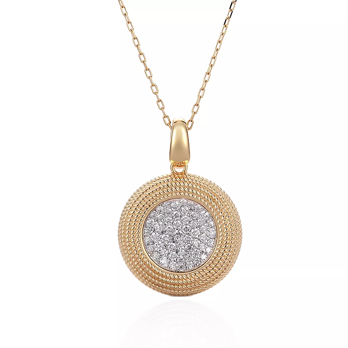 2-4-2 Round Cut Lab Diamond Pendant Necklace Twisted Rope Medallion Style(pendant only) - Image 1