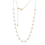 Adjustable Round Lab Diamond Station Necklace in 18k Yellow Gold