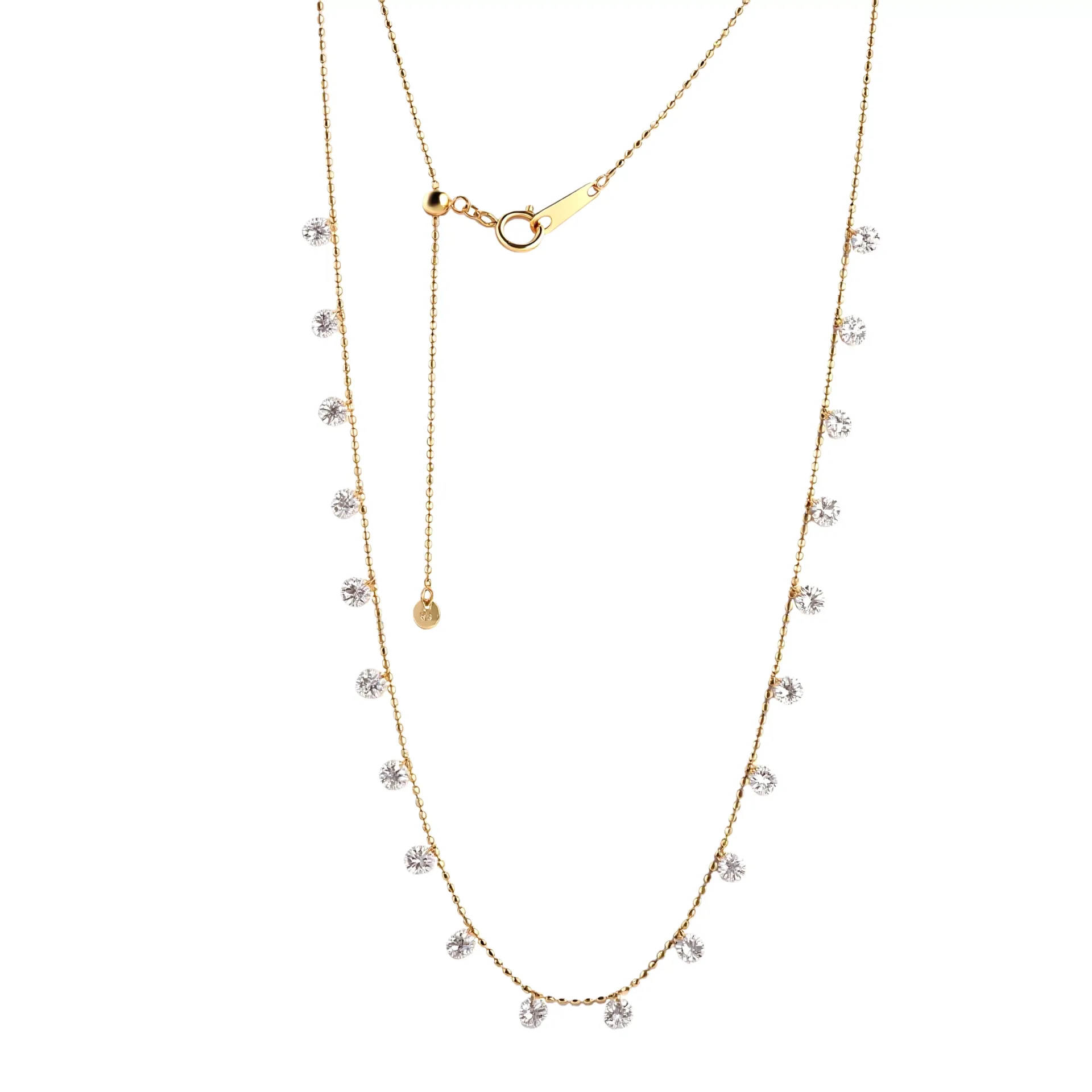 2-4-scaled-2 Adjustable Round Lab Diamond Station Necklace in 18k Yellow Gold - Image 1