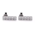 *Classic Five Stone Round Cut Moissanite Linear Drop Earrings - Image 2