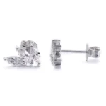 Marquise Cut Moissanite Stud Earring Trio Cluster Fan Style - Image 2
