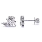 Marquise Cut Moissanite Stud Earring Trio Cluster Fan Style