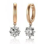 *Round Cut Solitaire Dangle Huggie Hoop Earrings - Image 2