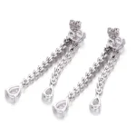 *Double Strand Pear and Round Moissanite Waterfall Drop Earrings - Image 2