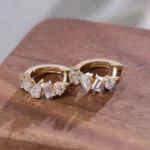 *Multi-Shape Moissanite Huggie Hoop Earrings with Mixed Cuts - Image 3