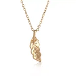 Round Cut Lab Diamond Pendant Necklace Paved Feather Plume Style(pendant only) - Image 3
