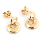 *Modern Double Circle Gold Drop Earrings