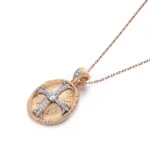 Round Cut Diamond Pendant Necklace Vintage Cross Medallion Motif(pendant only) - Image 2