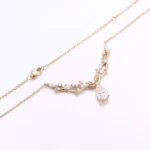 *Elegant Pear Cut Moissanite Pendant Necklace with Nature Inspired Vine Design - Image 2