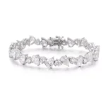 20CTW Pear Cut and Round Cut Moissanite Bracelet with Sparkling Multi-Shape Cluster Design