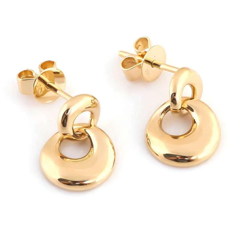2-5 *Modern Double Circle Gold Drop Earrings - Image 1
