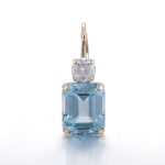 Yellow Gold Emerald Cut Blue Lab Gemstone Drop Earrings