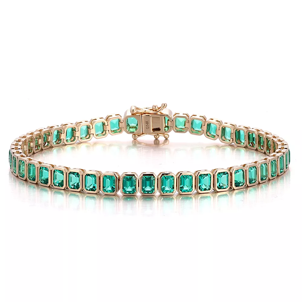 2-6-2 16CTW Classic Emerald Cut Lab Emerald Tennis Bracelet Design - Image 1