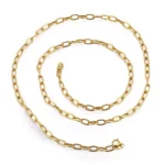 18k Yellow Gold Necklace Elongated Paperclip Link Chain Style - Image 2