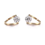 Round Cut Lab Diamond Earrings Geometric V-Shape Hoop Style
