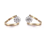 Round Cut Lab Diamond Earrings Geometric V-Shape Hoop Style - Image 2