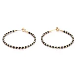 Black Spinel Beaded Hoop Earrings Faceted Gemstone Circle Style
