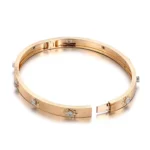 Radiance Arc Bracelet | Round-Cut Diamond 18K Flat Band with Star-Set Diamonds - Image 2