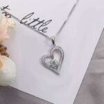 *18-inch Heart-Shaped Necklace with Green Moissanite - Image 4