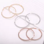 Round Cut Moissanite Hoop Earrings Classic Pave Circle Style