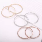 *Round Cut Moissanite Hoop Earrings Classic Pave Circle Style - Image 2