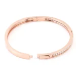 *Sleek Channel Set Round Cut Moissanite Rigid Bangle Bracelet - Image 2