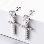 *Sparkling Round Cut Moissanite Cross Earrings - Image 3