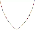 Rainbow Gemstone Symphony Necklace | 18K Yellow Gold Necklace with Multicolor Gemstone Beads - Image 3