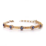 Diamond and Sapphire Bracelet | 18K Yellow Gold with Sapphires & Adjustable Clasp​ - Image 2