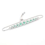 *Hexagonal White Gold Bracelet with Lab Emeralds and Moissanites - Image 3