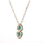 Elegant Double Pear Cut Lab Emerald Drop Pendant (Pendant Only)