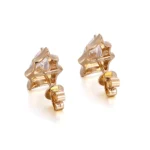 Edgy Pear Cut Moissanite Geometric Starburst Stud Earrings - Image 3