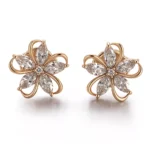 Floral Marquise Cut Moissanite Stud Earrings with Openwork Details