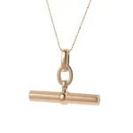 *Round Cut Moissanite Bar Pendant Necklace Geometric T-Shape Charm (Pendant Only) - Image 2