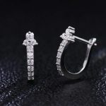 Gorgeous White Gold Moissanite Round Cut Huggie Earrings