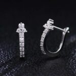 *Gorgeous White Gold Moissanite Round Cut Huggie Earrings - Image 6