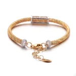 Golden Diamond Bracelet | 18K Yellow Gold Coiled Chain with Diamond Frame​ - Image 2