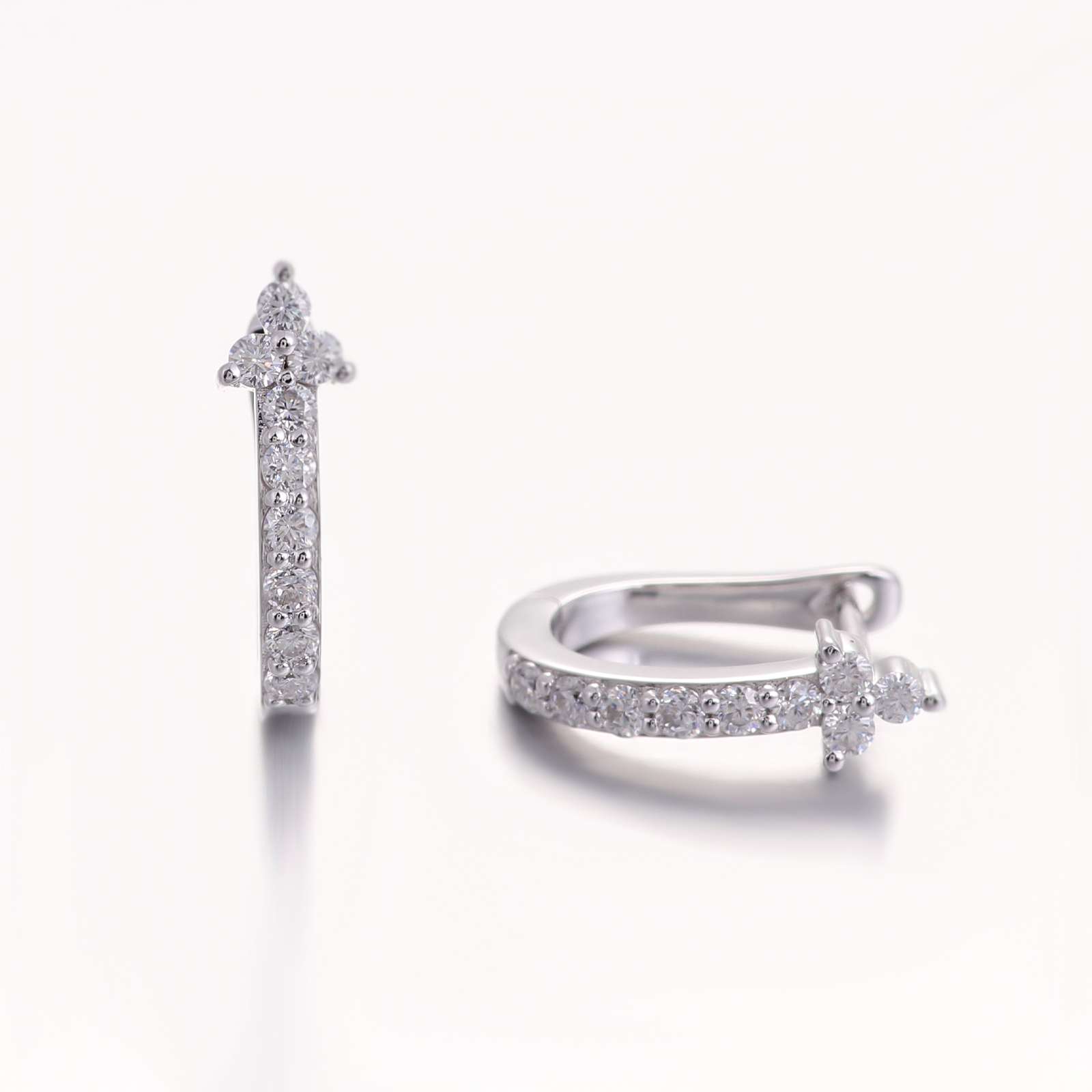 3-23 *Gorgeous White Gold Moissanite Round Cut Huggie Earrings - Image 1
