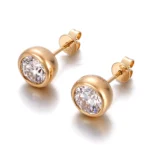 Classic Round Diamond Studs | Round-Cut Lab Diamond Earrings in 18K Yellow Gold(Earring backs not included)
