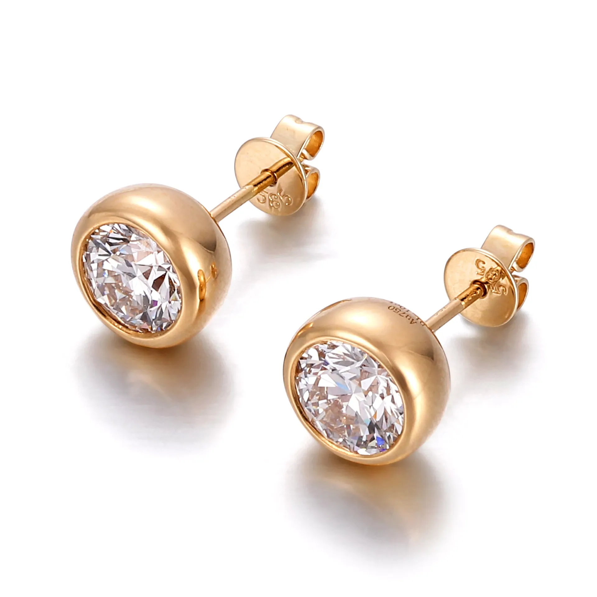 3-25-scaled-1 Classic Round Diamond Studs | Round-Cut Lab Diamond Earrings in 18K Yellow Gold(Earring backs not included) - Image 1