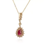 Pear Cut Lab Ruby Pendant Only Round Cut Moissanite Accent(pendant only) - Image 2