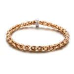 Diamond Chain Bracelet | 18K Yellow Gold Beaded Chain with Round-Cut Diamond Clasp - Image 2
