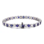 *Round Cut Lab Gemstone Tennis Bracelet Classic Alternating Color - Image 2