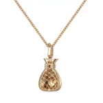 Diamond Fortune Pendant | 18K Yellow Gold Money Bag Necklace with $ (Pendant Only) - Image 2