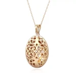 Round Cut Diamond Pendant Necklace Vintage Oval Starburst Locket Motif(pendant only) - Image 2