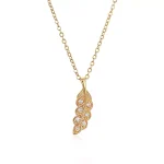Round Cut Lab Diamond Pendant Necklace Paved Feather Plume Style