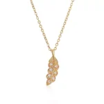 Round Cut Lab Diamond Pendant Necklace Paved Feather Plume Style(pendant only)