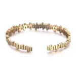 Baguettes Cut Lab Sapphire Bangle Bracelet with Shimmering Round Moissanite Accent - Image 2