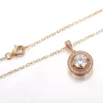 Round Cut Moissanite Pendant Necklace Floating Halo (Pendant Only) - Image 3