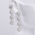*round moissanite halo linear earrings